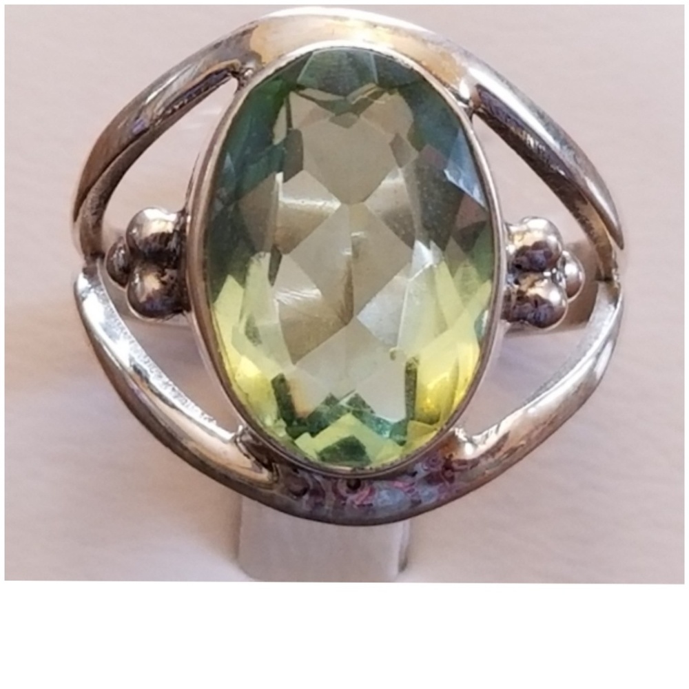 Genuine 7ct Green Amethyst Ring Size 6